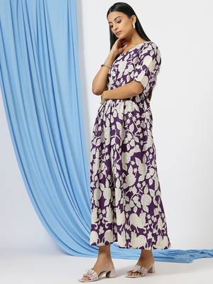 Anushil printed long kurti dress for women - a-line dress, one piece outfit 3