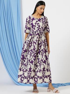 Anushil printed long kurti dress for women - a-line dress, one piece outfit 4