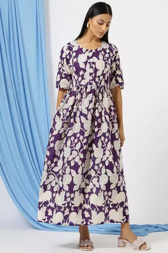 Anushil printed long kurti dress for women - a-line dress, one piece outfit