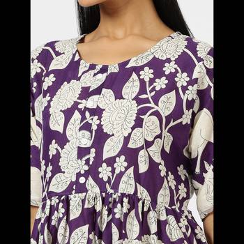 Anushil printed long kurti dress for women - a-line dress, one piece outfit 5