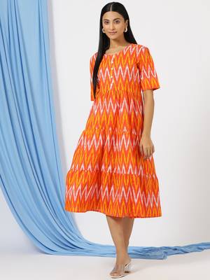 Anushil printed long kurti dress for women - a-line dress, one piece outfit 1