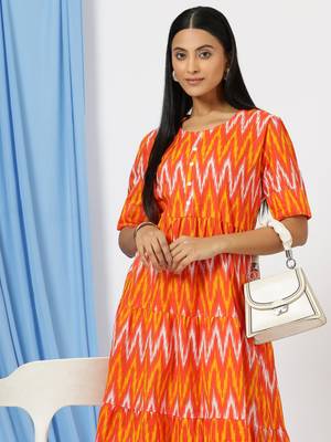 Anushil printed long kurti dress for women - a-line dress, one piece outfit 3