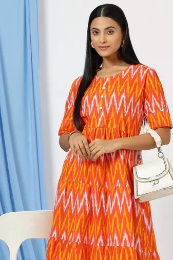 Anushil printed long kurti dress for women - a-line dress, one piece outfit