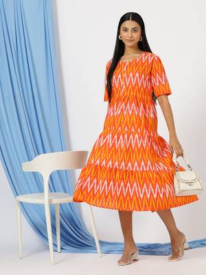 Anushil printed long kurti dress for women - a-line dress, one piece outfit 4