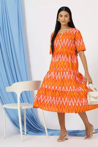 Anushil printed long kurti dress for women - a-line dress, one piece outfit