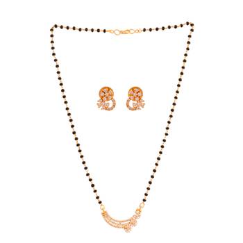 Black beads mangalsutra with cap (short) and earrings set one gram gold 4