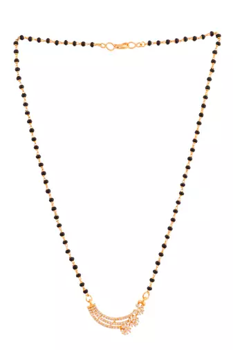 Black beads mangalsutra with cap (short) and earrings set one gram gold