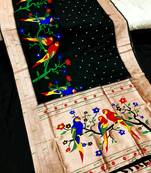 Koram Black Kanjivaram Pathani And Mina Zari Weaving Designer Saree With Blouse For Women