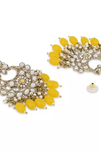 traditional kundan pearl chandbali earrings
