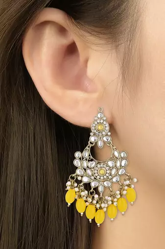 traditional kundan pearl chandbali earrings