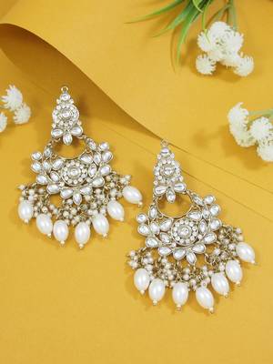 traditional kundan pearl chandbali earrings 1