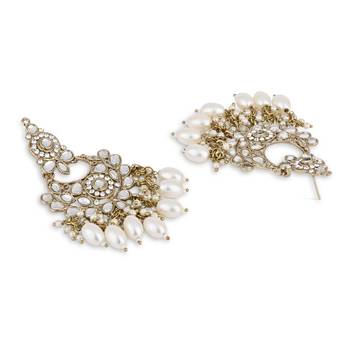 traditional kundan pearl chandbali earrings 2