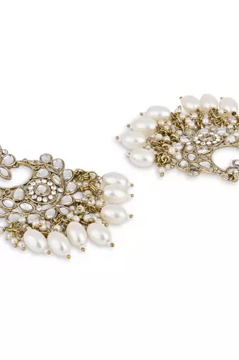 traditional kundan pearl chandbali earrings