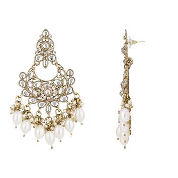 traditional kundan pearl chandbali earrings 3