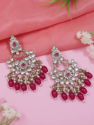 traditional kundan pearl chandbali earrings 1