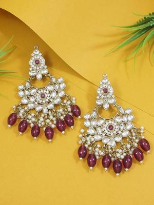 traditional kundan pearl chandbali earrings 1