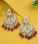 traditional kundan pearl chandbali earrings