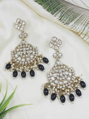traditional kundan pearl handcrafted dangle chandbali earrings ethnic jewellery 1