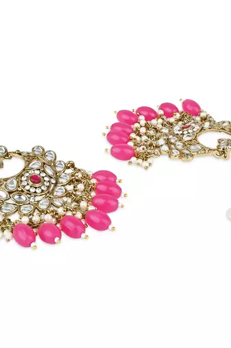 traditional kundan pearl chandbali earrings