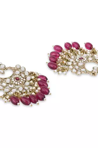 traditional kundan pearl chandbali earrings