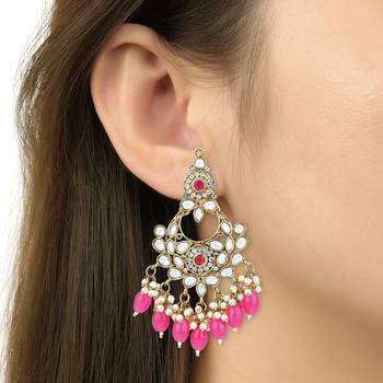 traditional kundan pearl chandbali earrings 3