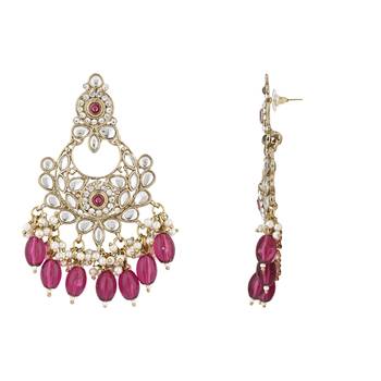 traditional kundan pearl chandbali earrings 3
