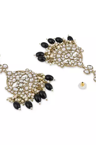 traditional kundan pearl handcrafted dangle chandbali earrings ethnic jewellery