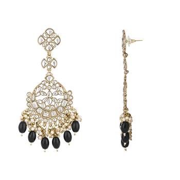 traditional kundan pearl handcrafted dangle chandbali earrings ethnic jewellery 3