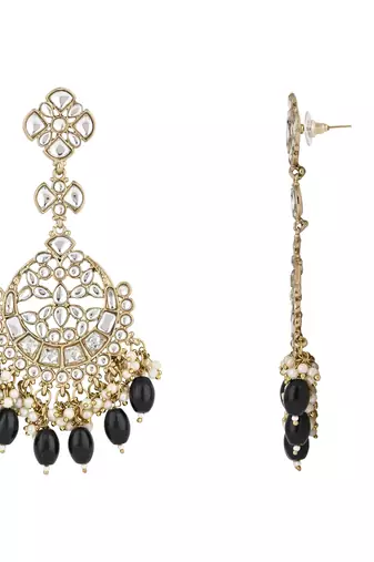 traditional kundan pearl handcrafted dangle chandbali earrings ethnic jewellery