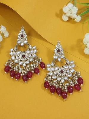 traditional kundan pearl chandbali earrings 1