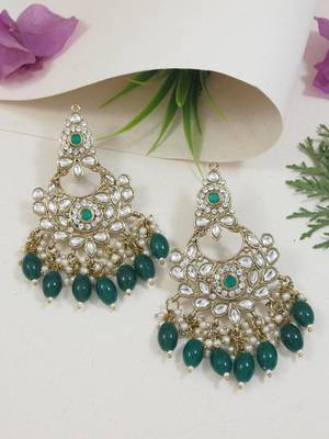 traditional kundan pearl chandbali earrings 1