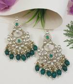 traditional kundan pearl chandbali earrings