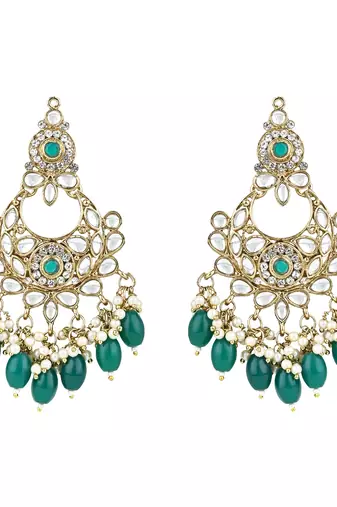 traditional kundan pearl chandbali earrings