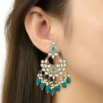 traditional kundan pearl chandbali earrings 4
