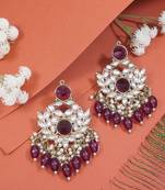 I jewels traditional kundan pearl chandbali earrings