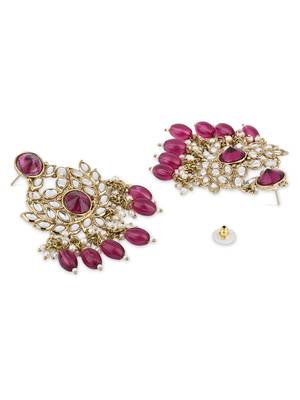 I jewels traditional kundan pearl chandbali earrings 2