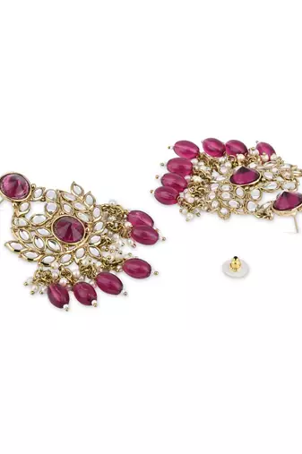 I jewels traditional kundan pearl chandbali earrings