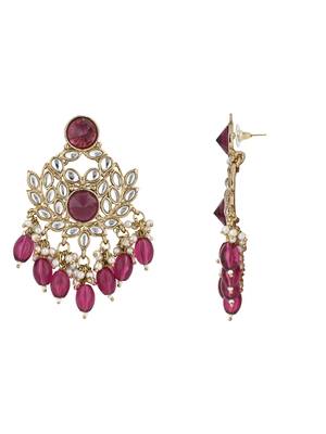 I jewels traditional kundan pearl chandbali earrings 3
