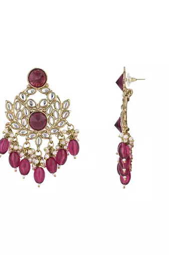 I jewels traditional kundan pearl chandbali earrings