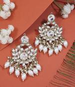 traditional kundan pearl chandbali earrings