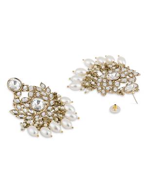 traditional kundan pearl chandbali earrings 2