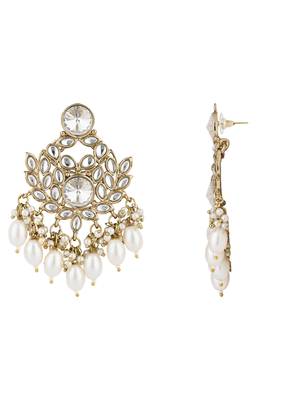 traditional kundan pearl chandbali earrings 3