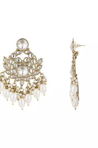 traditional kundan pearl chandbali earrings