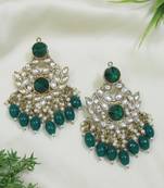 traditional kundan pearl chandbali earrings
