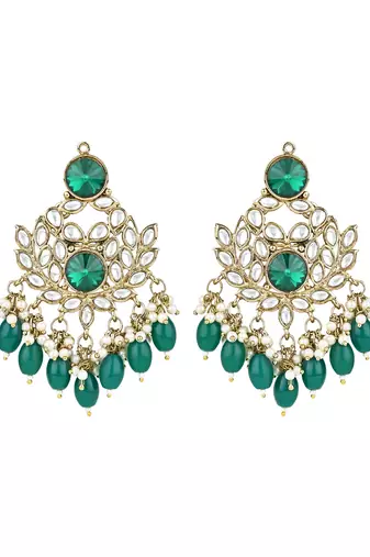 traditional kundan pearl chandbali earrings