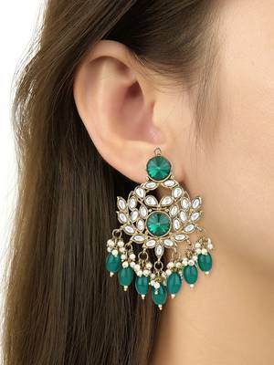traditional kundan pearl chandbali earrings 4
