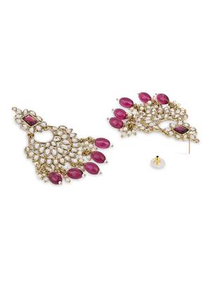 traditional white kundan pearl handcrafted dangle chandbali earrings ethnic jewellery 2