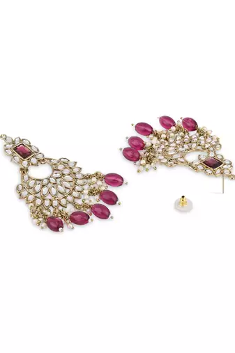 traditional white kundan pearl handcrafted dangle chandbali earrings ethnic jewellery