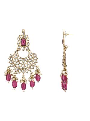traditional white kundan pearl handcrafted dangle chandbali earrings ethnic jewellery 3