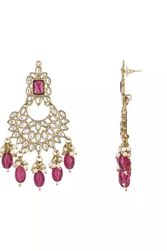 traditional white kundan pearl handcrafted dangle chandbali earrings ethnic jewellery